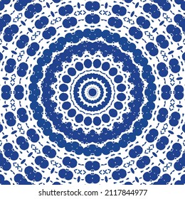 Antique azulejo tiles patchwork. Universal design. Vector seamless pattern elements. Blue spain and portuguese decor for bags, smartphone cases, T-shirts, linens or scrapbooking.