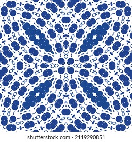 Fliesen-Fliesen-Fliesen aus antiker Azulejo-Zeit. Universelles Design. Vektornahtlose Musterelemente. Blauer Spain und portugiesisches Dekor für Taschen, Smartphone-Kisten, T-Shirts, Bettwäsche oder Scrapbooking.