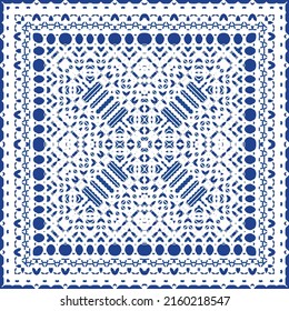 Antique azulejo tiles patchwork. Universal design. Vector seamless pattern elements. Blue spain and portuguese decor for bags, smartphone cases, T-shirts, linens or scrapbooking.