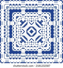Fliesen-Fliesen-Fliesen aus antiker Azulejo-Zeit. Universelles Design. Vektornahtlose Musterelemente. Blauer Spain und portugiesisches Dekor für Taschen, Smartphone-Kisten, T-Shirts, Bettwäsche oder Scrapbooking.