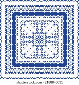 Antique azulejo tiles patchwork. Universal design. Vector seamless pattern elements. Blue spain and portuguese decor for bags, smartphone cases, T-shirts, linens or scrapbooking.