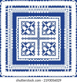 Antique azulejo tiles patchwork. Universal design. Vector seamless pattern elements. Blue spain and portuguese decor for bags, smartphone cases, T-shirts, linens or scrapbooking.