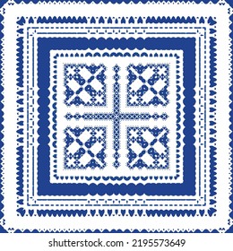 Antique azulejo tiles patchwork. Universal design. Vector seamless pattern elements. Blue spain and portuguese decor for bags, smartphone cases, T-shirts, linens or scrapbooking.