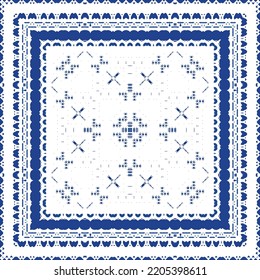 Antique azulejo tiles patchwork. Universal design. Vector seamless pattern elements. Blue spain and portuguese decor for bags, smartphone cases, T-shirts, linens or scrapbooking.