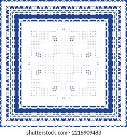 Antique azulejo tiles patchwork. Universal design. Vector seamless pattern elements. Blue spain and portuguese decor for bags, smartphone cases, T-shirts, linens or scrapbooking.