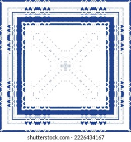 Antique azulejo tiles patchwork. Universal design. Vector seamless pattern elements. Blue spain and portuguese decor for bags, smartphone cases, T-shirts, linens or scrapbooking.