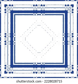 Antique azulejo tiles patchwork. Universal design. Vector seamless pattern elements. Blue spain and portuguese decor for bags, smartphone cases, T-shirts, linens or scrapbooking.