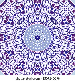 Antique azulejo tiles patchwork. Vector seamless pattern template. Geometric design. Blue spain and portuguese decor for bags, smartphone cases, T-shirts, linens or scrapbooking.