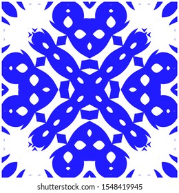 Antique azulejo tiles patchwork. Vector seamless pattern theme. Hand drawn design. Blue spain and portuguese decor for bags, smartphone cases, T-shirts, linens or scrapbooking.