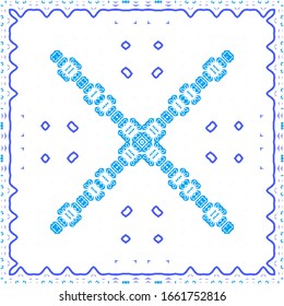 Antique azulejo tiles patchwork. Vector seamless pattern theme. Fashionable design. Blue spain and portuguese decor for bags, smartphone cases, T-shirts, linens or scrapbooking.