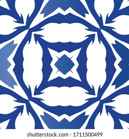 Antique azulejo tiles patchwork. Vector seamless pattern elements. Stylish design. Blue spain and portuguese decor for bags, smartphone cases, T-shirts, linens or scrapbooking.