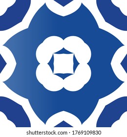 Fliesen-Fliesen-Fliesen aus antiker Azulejo-Zeit. Vektor nahtloser Musterflyer. Küchendesign. Blauer Spain und portugiesisches Dekor für Taschen, Smartphone-Kisten, T-Shirts, Bettwäsche oder Scrapbooking.