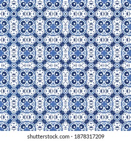 Fliesen-Fliesen-Fliesen aus antiker Azulejo-Zeit. Vektornahtlose Muster-Textur. Modernes Design. Blauer Spain und portugiesisches Dekor für Taschen, Smartphone-Kisten, T-Shirts, Bettwäsche oder Scrapbooking.