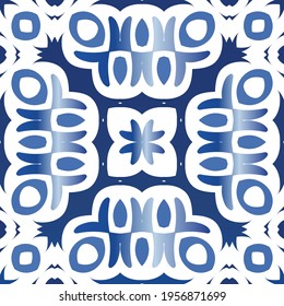 Antique azulejo tiles patchwork. Vector seamless pattern collage. Hand drawn design. Blue spain and portuguese decor for bags, smartphone cases, T-shirts, linens or scrapbooking.