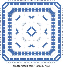 Antique azulejo tiles patchwork. Vector seamless pattern collage. Hand drawn design. Blue spain and portuguese decor for bags, smartphone cases, T-shirts, linens or scrapbooking.