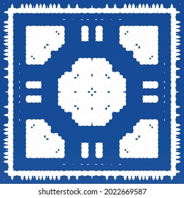 Antique azulejo tiles patchwork. Vector seamless pattern concept. Creative design. Blue spain and portuguese decor for bags, smartphone cases, T-shirts, linens or scrapbooking.