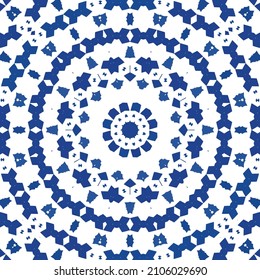 Antique azulejo tiles patchwork. Vector seamless pattern texture. Graphic design. Blue spain and portuguese decor for bags, smartphone cases, T-shirts, linens or scrapbooking.