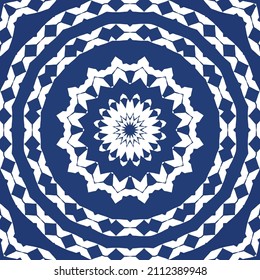 Antique azulejo tiles patchwork. Vector seamless pattern collage. Fashionable design. Blue spain and portuguese decor for bags, smartphone cases, T-shirts, linens or scrapbooking.