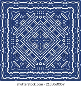 Antique azulejo tiles patchwork. Vector seamless pattern collage. Fashionable design. Blue spain and portuguese decor for bags, smartphone cases, T-shirts, linens or scrapbooking.