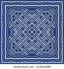 Antique azulejo tiles patchwork. Vector seamless pattern collage. Fashionable design. Blue spain and portuguese decor for bags, smartphone cases, T-shirts, linens or scrapbooking.