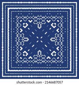Antique azulejo tiles patchwork. Vector seamless pattern collage. Fashionable design. Blue spain and portuguese decor for bags, smartphone cases, T-shirts, linens or scrapbooking.
