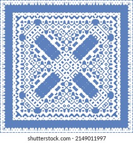 Antique azulejo tiles patchwork. Vector seamless pattern concept. Hand drawn design. Blue spain and portuguese decor for bags, smartphone cases, T-shirts, linens or scrapbooking.