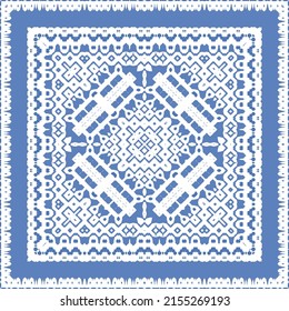 Antique azulejo tiles patchwork. Vector seamless pattern concept. Hand drawn design. Blue spain and portuguese decor for bags, smartphone cases, T-shirts, linens or scrapbooking.
