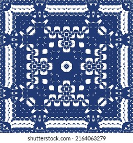 Fliesen-Fliesen-Fliesen aus antiker Azulejo-Zeit. Vektornahtloses Musterkonzept. Handgezeichnetes Design. Blauer Spain und portugiesisches Dekor für Taschen, Smartphone-Kisten, T-Shirts, Bettwäsche oder Scrapbooking.