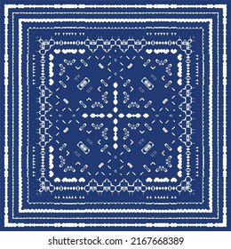Antique azulejo tiles patchwork. Vector seamless pattern collage. Fashionable design. Blue spain and portuguese decor for bags, smartphone cases, T-shirts, linens or scrapbooking.