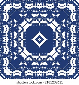 Antique azulejo tiles patchwork. Vector seamless pattern concept. Hand drawn design. Blue spain and portuguese decor for bags, smartphone cases, T-shirts, linens or scrapbooking.