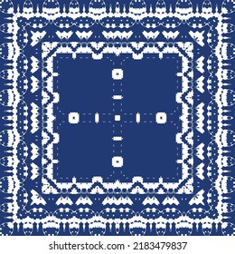 Antique azulejo tiles patchwork. Vector seamless pattern concept. Hand drawn design. Blue spain and portuguese decor for bags, smartphone cases, T-shirts, linens or scrapbooking.