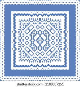 Antique azulejo tiles patchwork. Vector seamless pattern concept. Hand drawn design. Blue spain and portuguese decor for bags, smartphone cases, T-shirts, linens or scrapbooking.