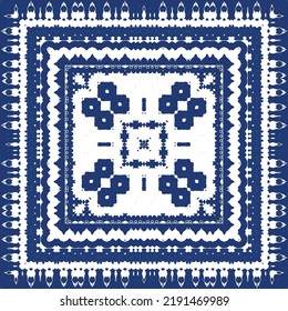 Antique azulejo tiles patchwork. Vector seamless pattern concept. Hand drawn design. Blue spain and portuguese decor for bags, smartphone cases, T-shirts, linens or scrapbooking.