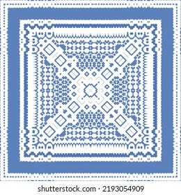 Antique azulejo tiles patchwork. Vector seamless pattern concept. Hand drawn design. Blue spain and portuguese decor for bags, smartphone cases, T-shirts, linens or scrapbooking.
