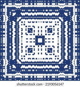 Antique azulejo tiles patchwork. Vector seamless pattern concept. Hand drawn design. Blue spain and portuguese decor for bags, smartphone cases, T-shirts, linens or scrapbooking.