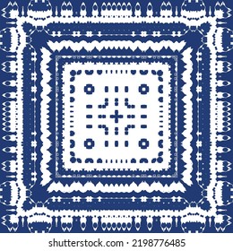 Antique azulejo tiles patchwork. Vector seamless pattern concept. Hand drawn design. Blue spain and portuguese decor for bags, smartphone cases, T-shirts, linens or scrapbooking.