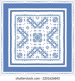 Antique azulejo tiles patchwork. Vector seamless pattern concept. Hand drawn design. Blue spain and portuguese decor for bags, smartphone cases, T-shirts, linens or scrapbooking.