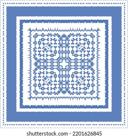 Antique azulejo tiles patchwork. Vector seamless pattern concept. Hand drawn design. Blue spain and portuguese decor for bags, smartphone cases, T-shirts, linens or scrapbooking.