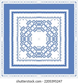 Antique azulejo tiles patchwork. Vector seamless pattern concept. Hand drawn design. Blue spain and portuguese decor for bags, smartphone cases, T-shirts, linens or scrapbooking.