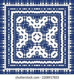 Antique azulejo tiles patchwork. Vector seamless pattern concept. Hand drawn design. Blue spain and portuguese decor for bags, smartphone cases, T-shirts, linens or scrapbooking.