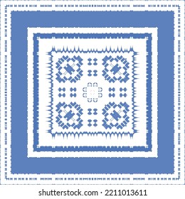 Antique azulejo tiles patchwork. Vector seamless pattern concept. Hand drawn design. Blue spain and portuguese decor for bags, smartphone cases, T-shirts, linens or scrapbooking.