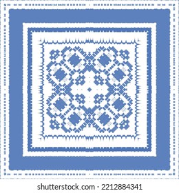 Antique azulejo tiles patchwork. Vector seamless pattern concept. Hand drawn design. Blue spain and portuguese decor for bags, smartphone cases, T-shirts, linens or scrapbooking.