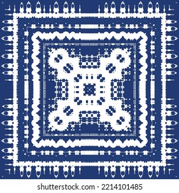 Antique azulejo tiles patchwork. Vector seamless pattern concept. Hand drawn design. Blue spain and portuguese decor for bags, smartphone cases, T-shirts, linens or scrapbooking.