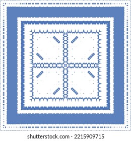 Antique azulejo tiles patchwork. Vector seamless pattern concept. Hand drawn design. Blue spain and portuguese decor for bags, smartphone cases, T-shirts, linens or scrapbooking.