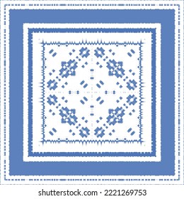 Antique azulejo tiles patchwork. Vector seamless pattern concept. Hand drawn design. Blue spain and portuguese decor for bags, smartphone cases, T-shirts, linens or scrapbooking.