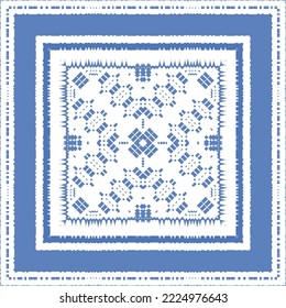 Antique azulejo tiles patchwork. Vector seamless pattern concept. Hand drawn design. Blue spain and portuguese decor for bags, smartphone cases, T-shirts, linens or scrapbooking.