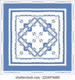 Antique azulejo tiles patchwork. Vector seamless pattern concept. Hand drawn design. Blue spain and portuguese decor for bags, smartphone cases, T-shirts, linens or scrapbooking.
