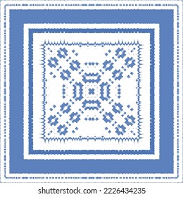 Antique azulejo tiles patchwork. Vector seamless pattern concept. Hand drawn design. Blue spain and portuguese decor for bags, smartphone cases, T-shirts, linens or scrapbooking.