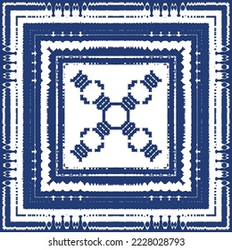 Antique azulejo tiles patchwork. Vector seamless pattern concept. Hand drawn design. Blue spain and portuguese decor for bags, smartphone cases, T-shirts, linens or scrapbooking.