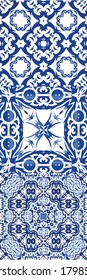 Azulejos antiguos. Diseño de colores. Colección de patrones sin fisuras vectoriales. España azul y decoración portuguesa para bolsas, estuches para smartphones, camisetas, ropa de cama o scrapbooking.